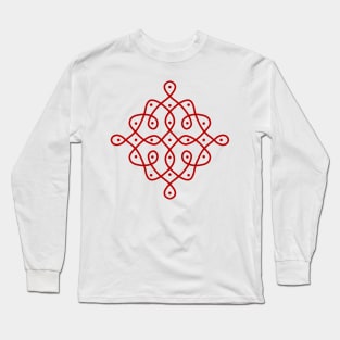 Dot Kolam, Red transparent Kolam, Muggu, rangoli Long Sleeve T-Shirt